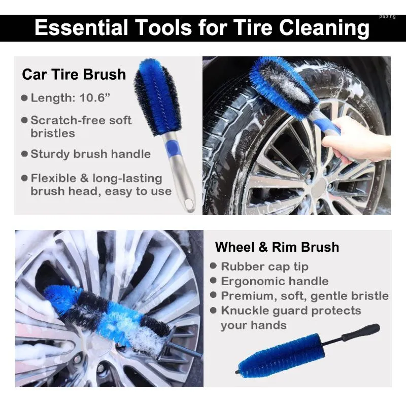 Plush Car Wheel Brush Detailing Rim Cleaning Scrub Brush Tire Brush with  Handle