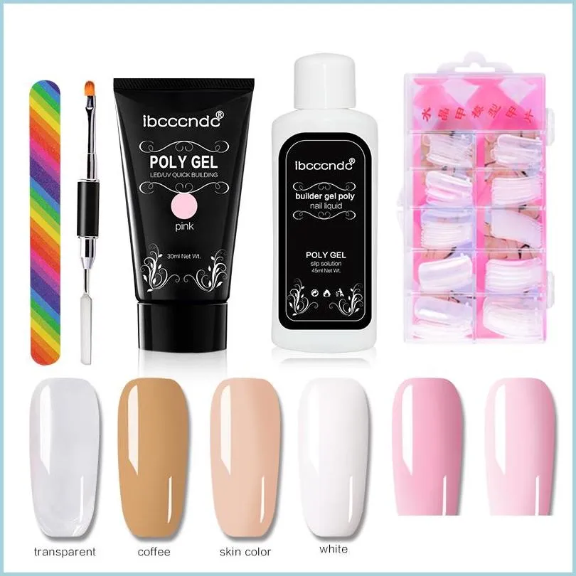 Nagelkonstsatser ibcccndc poly gel lack set nagellack polygel kit snabb byggare förlängning hård kamouflage uv led lack borste ti dhwn0