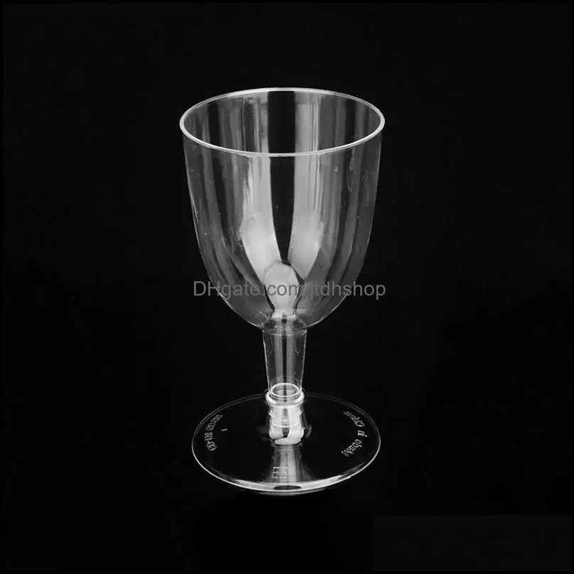 Stoviglie usa e getta Stoviglie usa e getta 6 pezzi Bicchieri da vino da cocktail Bicchiere in plastica a forma di cono Calice Antigoccia Trasparente Wedd Dhr3S