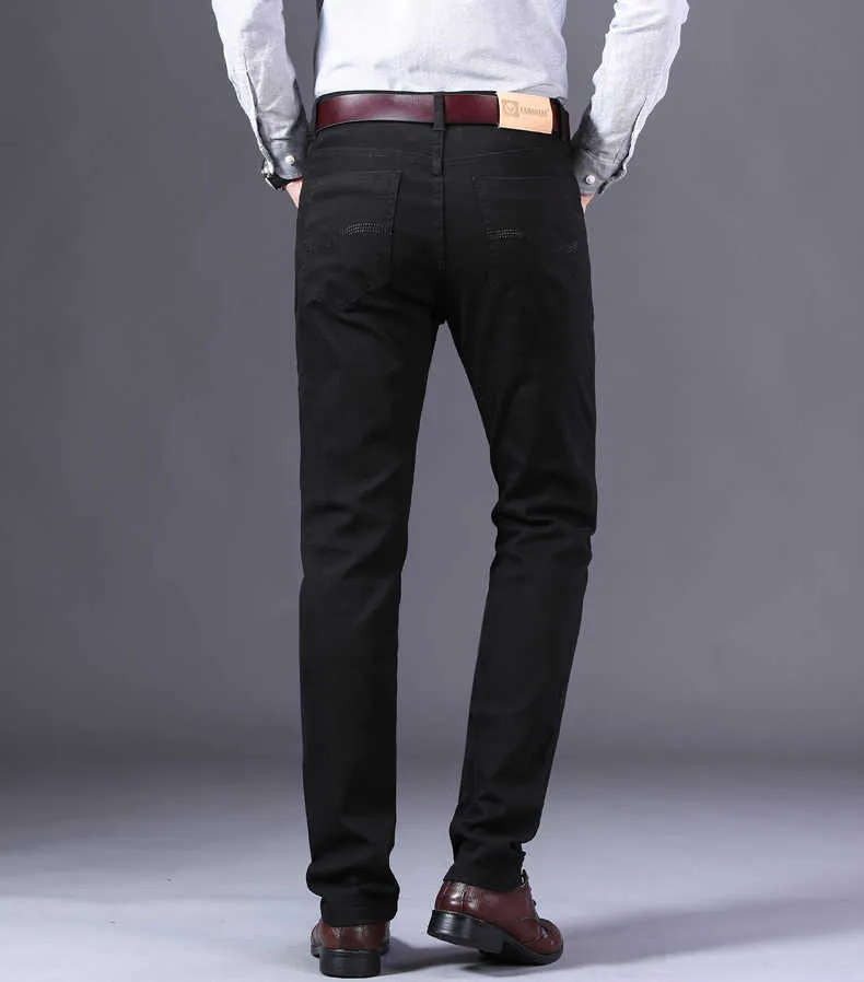 2022 nya Khaki Jeans för män Klassisk stil Affärsmode Enfärgad Stretch Raka jeansbyxor Byxor av manligt märke_voghion.com