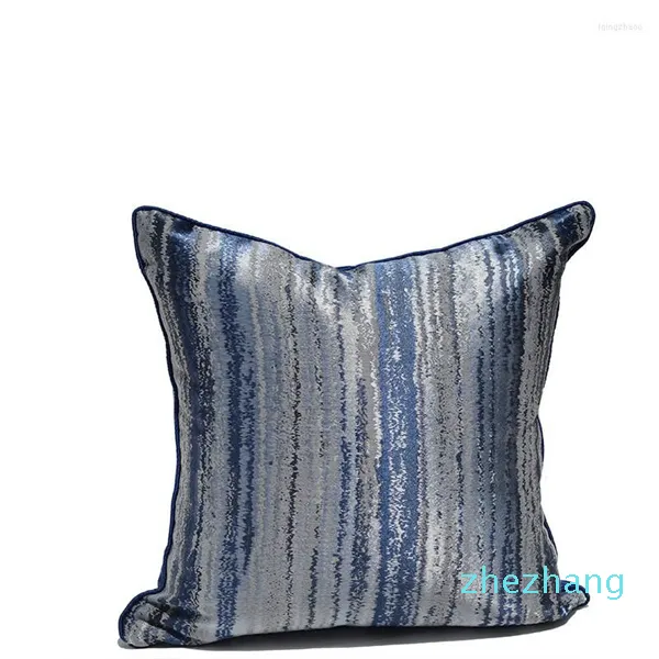 Pillow Industry Style Blue Silver Stripe capa decorativa Arte geométrica Coussin Decoração de sofá de casa moderna