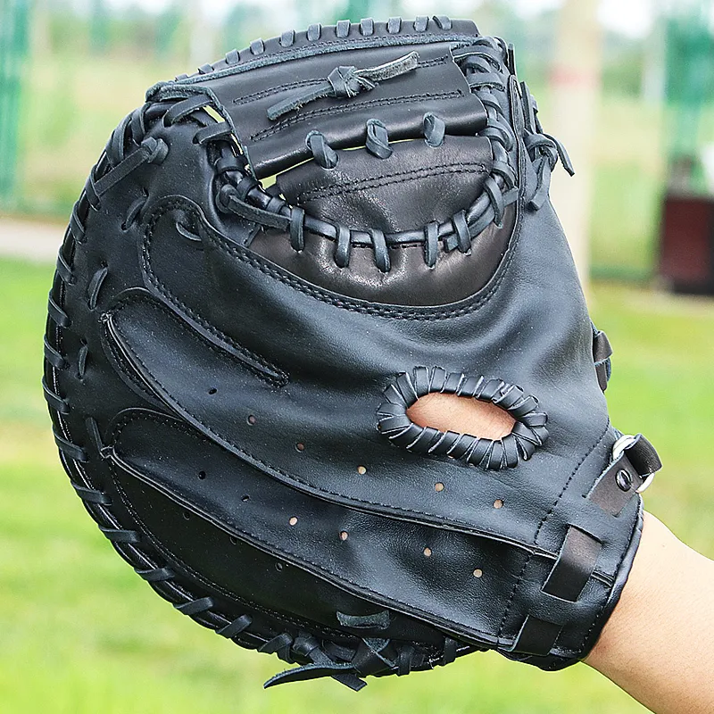 Sporthandschuhe Erwachsene Baseballhandschuh Leder rechts linke Handbasspur -Baseballhandschuhe Black Guante de Beisbol Sport Training Equipning EI50BG 221103