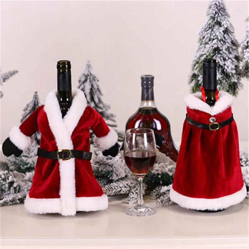 Weihnachtsdekorationen Weinflaschenabdeckungen Tasche Urlaub Weihnachtsmann Champagner Cover Red Merry Tisch f￼r Heimnatal