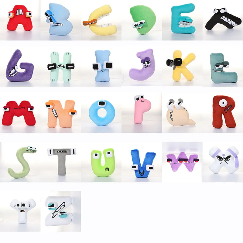 Alfabeto Lore Plush Toys Cuscini Dollone 26 lettere di illuminazione Bambola da istruzione 100% Cotone Child Holiday Gifts