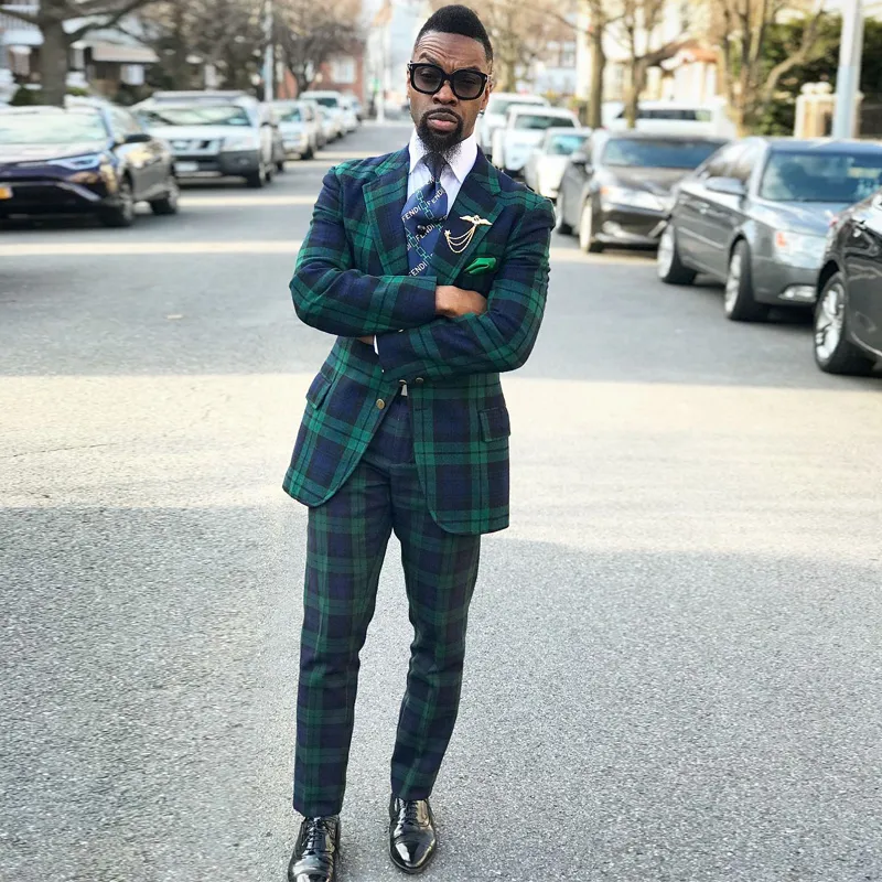 Vintage Glen Plaid Boda Esmoquin Ajuste Ajuste 2 Piezas Trajes Para Hombre Conjunto A Cuadros Solapa Con Muescas Ropa De Novio De 93 87 DHgate