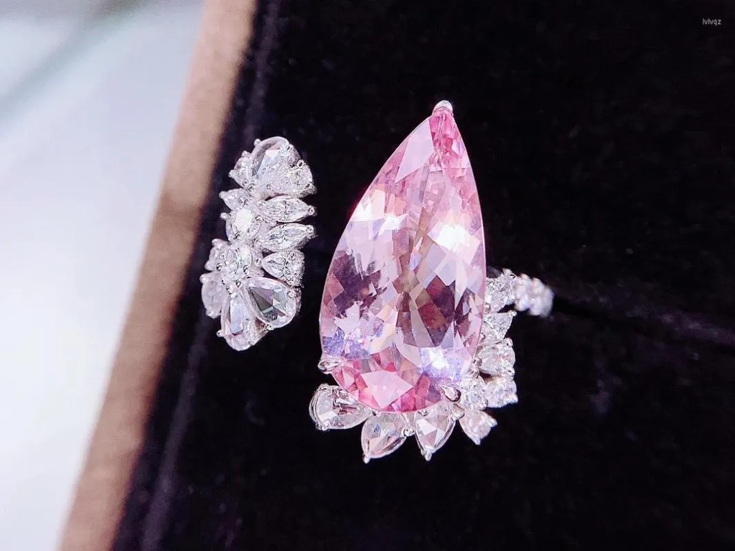 Ringos de cluster hjy jóias finas 18k ouro rosa natural beryl heliodor morganite 5.2ct pedras preciosas jóias para mulheres anel