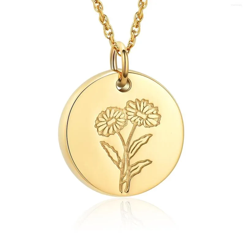 Chains Gold Urn Necklace For Ashes Birth Flower Cremation Jewelry Women Men Memorial Keepsake Locket Pendant