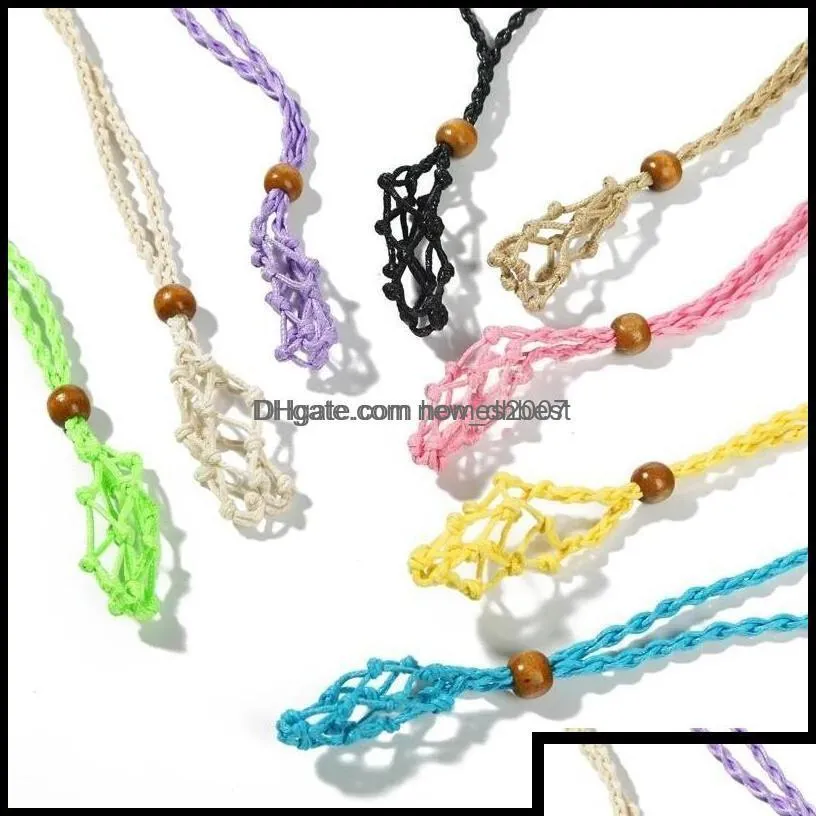 Pendant Necklaces Pendant Necklaces Pendants Jewelry Adjustable Necklace Cord Empty Stone Holder Wax Rope Diy Natural Quartz Crystal Otxpc
