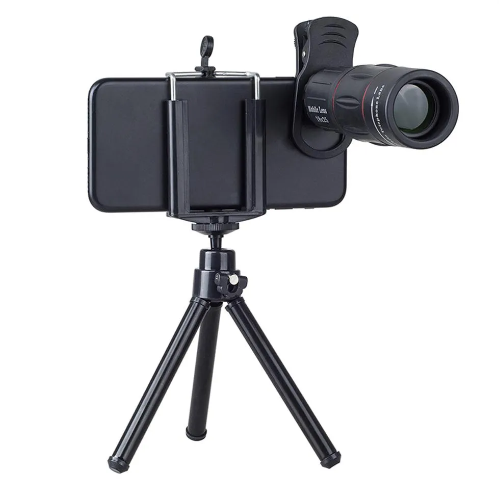 Universal 18x Telescope Megming Zoom Mobile Monoculars Telepo Camera Lens مع مشبك ترايبود لـ iPhone لـ Samsung Xiaomi218L
