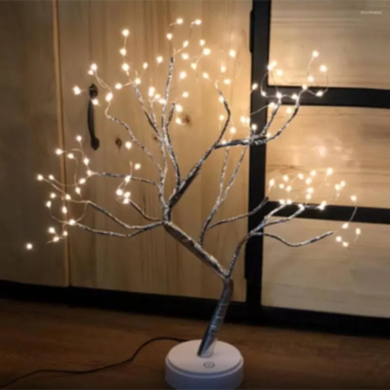 Lâmpadas de mesa Romântico árvore de Natal Festival Festival Presentes Casa decoração USB/bateria 108 LEVA NOITE LED LUZ