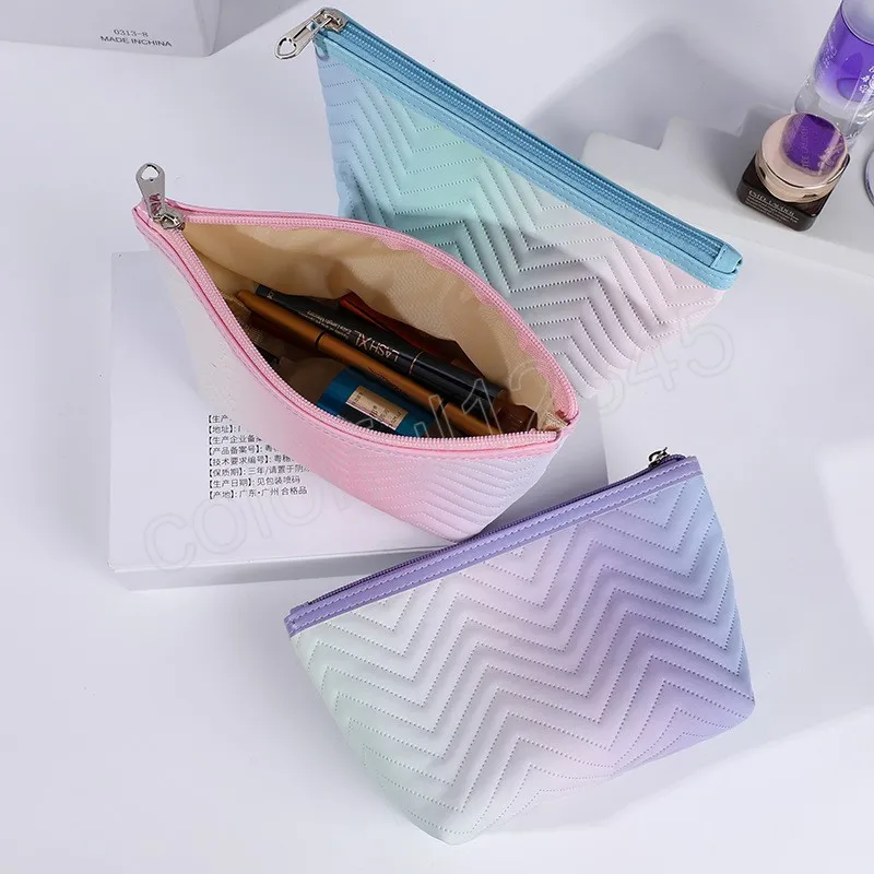 Fashion Gradient Travel Cosmetic Organizer Bag Women Pink Make Up Box Borse Pennelli trucco da toilette Organizer la conservazione del rossetto