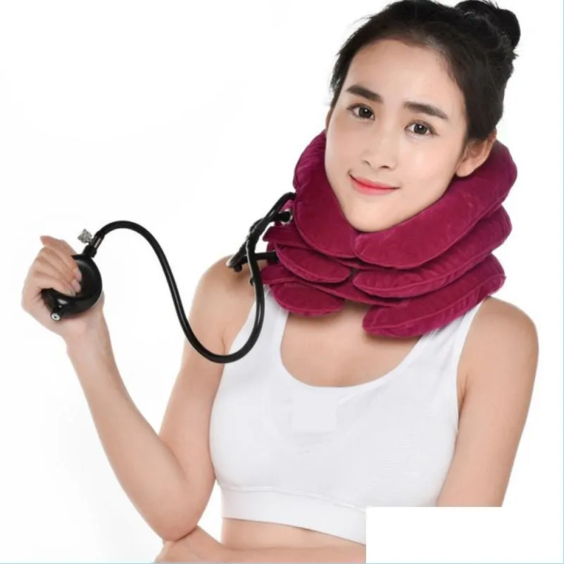 Back Massager Neck Masr Air Cervical Traction Soft Brace Device Head Back Shoder Pain Health Care Drop Delivery Beauty Mas Dhulk