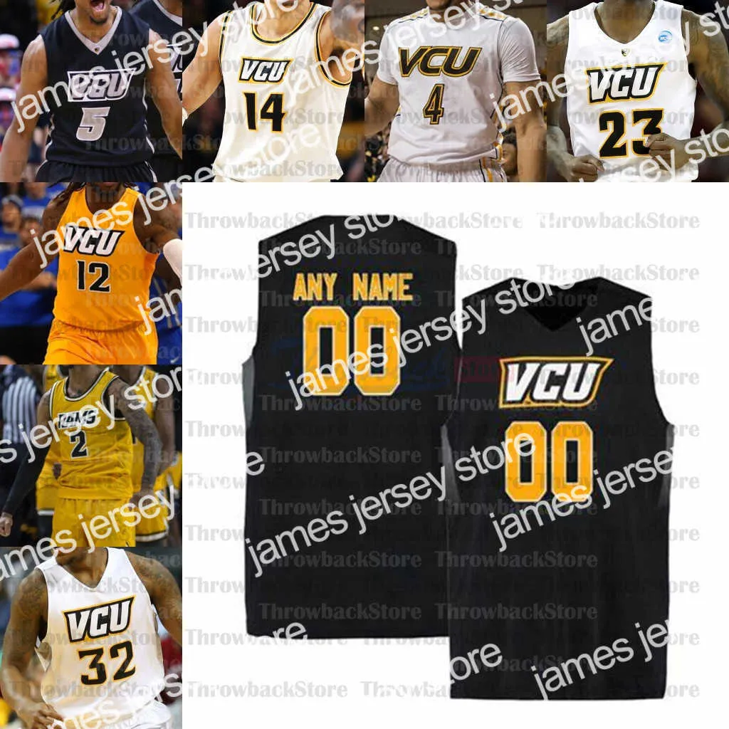 Camisas de basquete universitário VCU personalizadas 2 Marcus Evans 14 Santos-Silva 4 Corey Douglas 23 Issac Vann