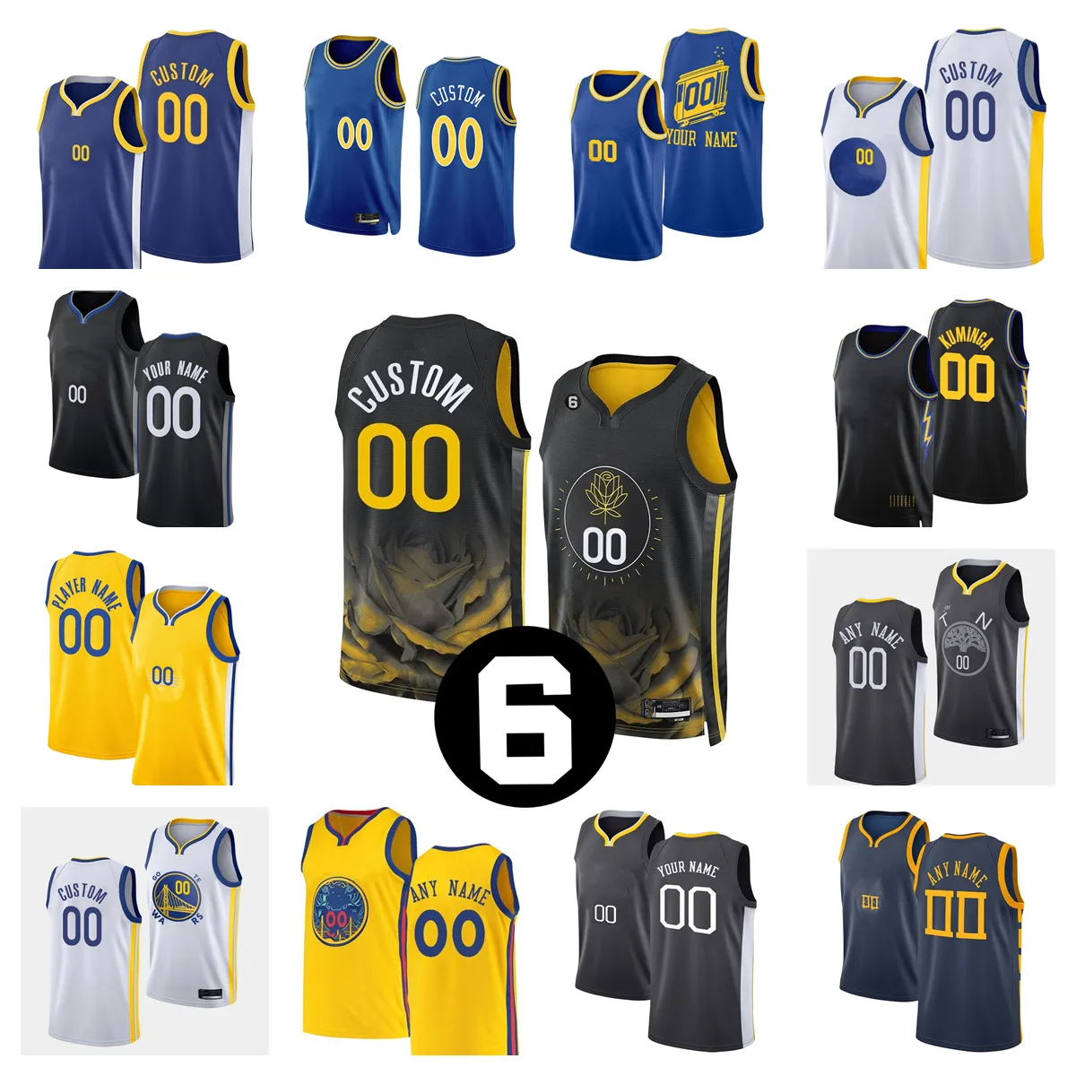 Custom Printed 2022-23 New Basketball Jerseys Curry Thompson Wiggins Green Wiseman Kuminga Moody Poole Green Looney Baldwin Rollins Lamb Iguodala