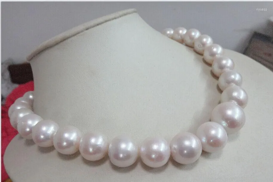 Choker Gorgeous 12-14mm South Sea Round White Pearl Necklace 18inch