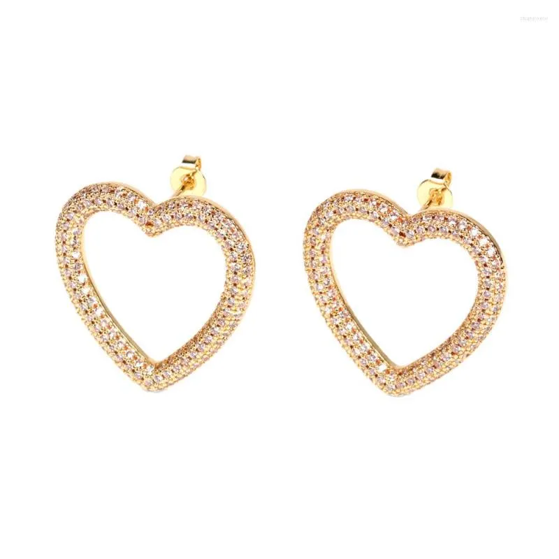 Серьги -грибы Eyika Luxury Fully циркона Hollow Big Love Heart European и American INS Женщины Свадебные украшения золото серебряный цвет