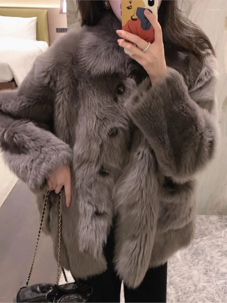 Fourrure pour femmes 2022 hiver manteau texturé de haute qualité Vintage tempérament chaud à la mode Imitation Faux vêtements d'extérieur épais pour femmes