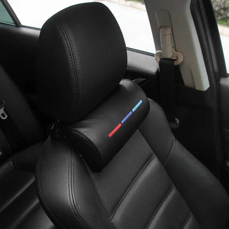 Almofada de pescoço de assento de estilo de carro proteção PU apoio de cabeça automático descanso de viagem Encosto de cabeça de carro para BMW ///M acessórios