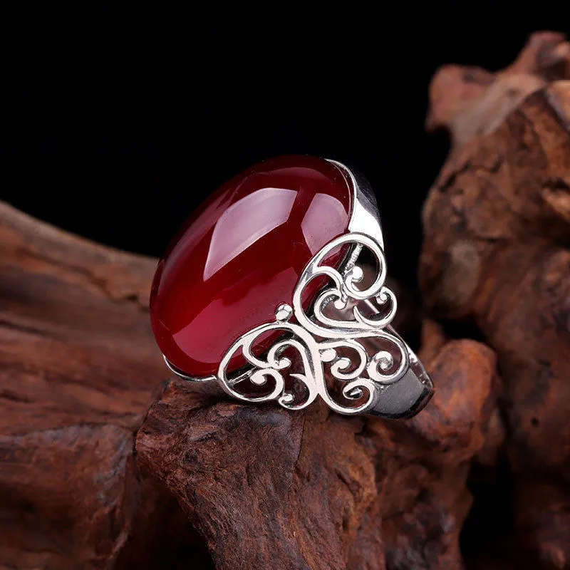 Red Agate Chalcedony Ring Girl Mo Sangshi Ruby Screw Pattern Ring Rings Classic Men Titanium Steel Designer for Women Luxury Gift Girl Girl Jewelery