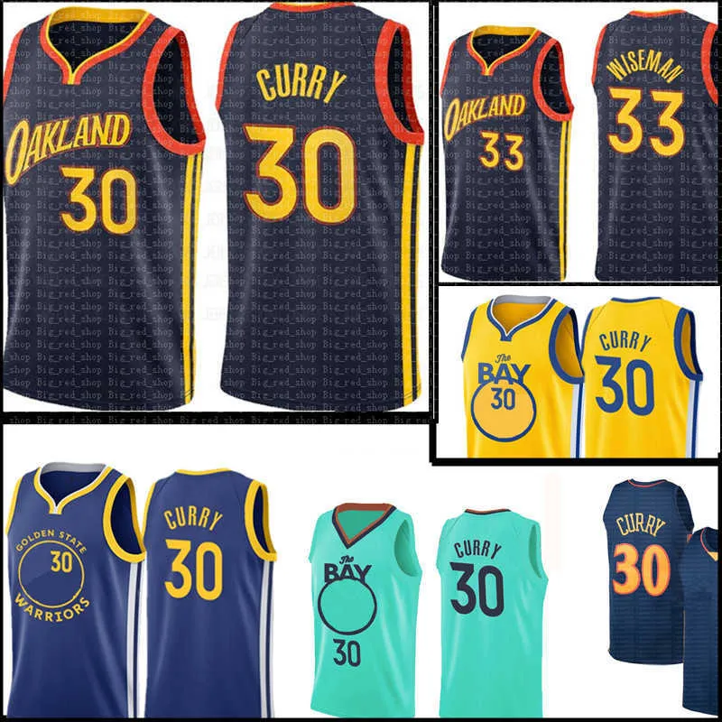 Stephen 30 Curry Trikot Blau 33 Wiseman Curry City Blau Weiß Grün S-XXL