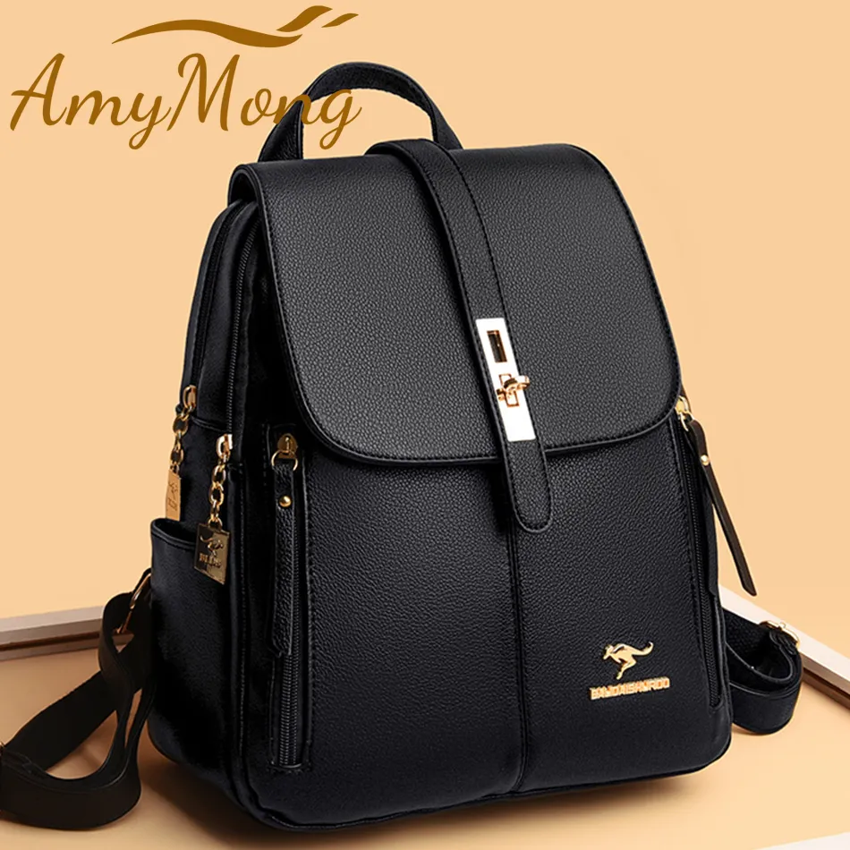 Women Large Capacity Backpack Purses Nice Quality Leather Female Vintage Bag School Bags Travel Bagpack Ladies Bookbag Rucksack