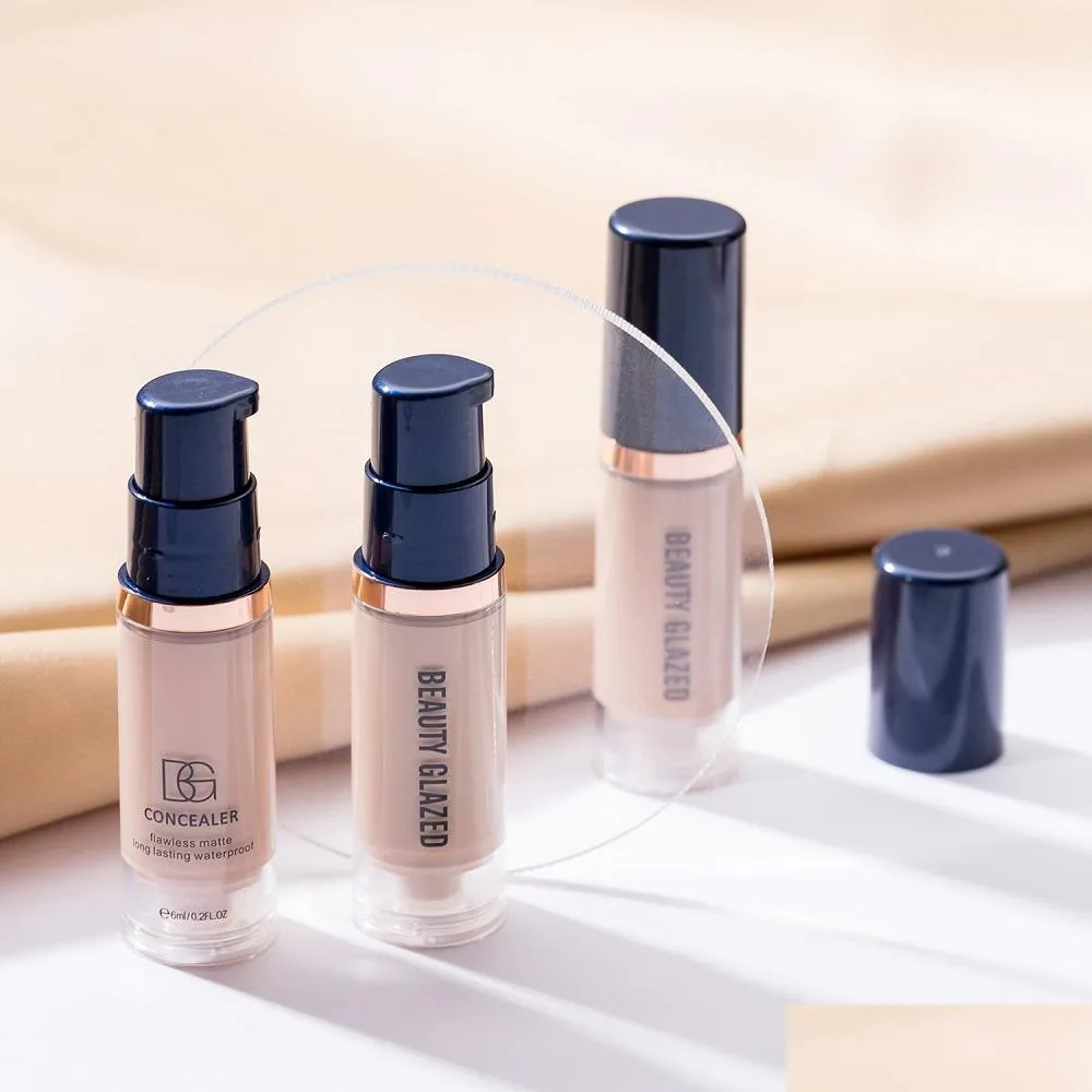 Foundation 6Colors Matte Liquid Foundation Longlasting Whitening And Concealer Face Primer Cream Waterproof Hydrating Makeup Cosmeti Dh64G