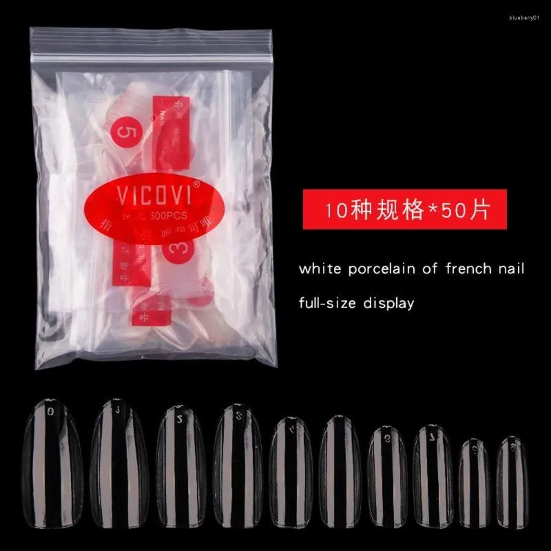 Nagelkonst kit korta full-stick naglar 600 stycken runt huvudmålad plast