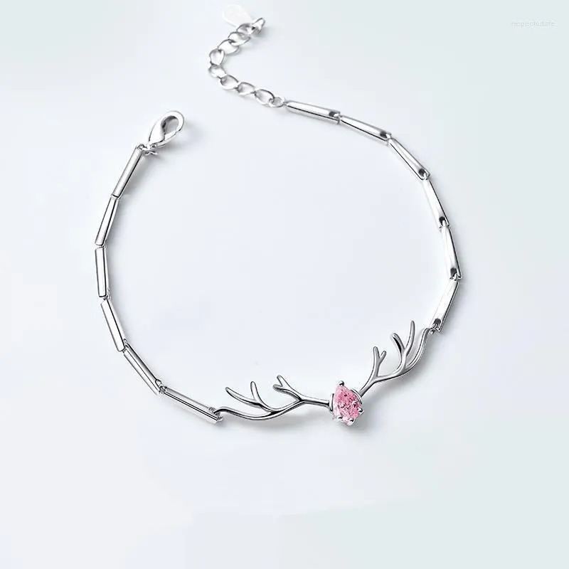 Pulseiras de link Silver Color Color Crystal Deer Elk Charm Bracelet for Women Girls Party Wedding Weddy Christmas Acessórios SL242