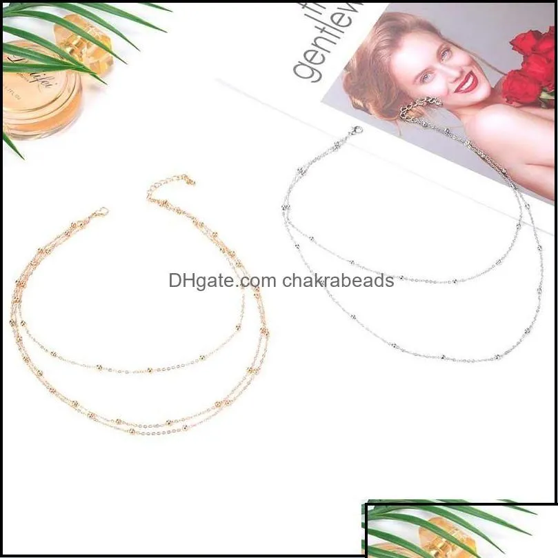 Naszyjniki wiszące Sier Choker Naszyjnik Kobiety łańcuch koralików złote naszyjniki biżuteria czakry dhi3w Drop dostawa 2022 wisiorki ottha