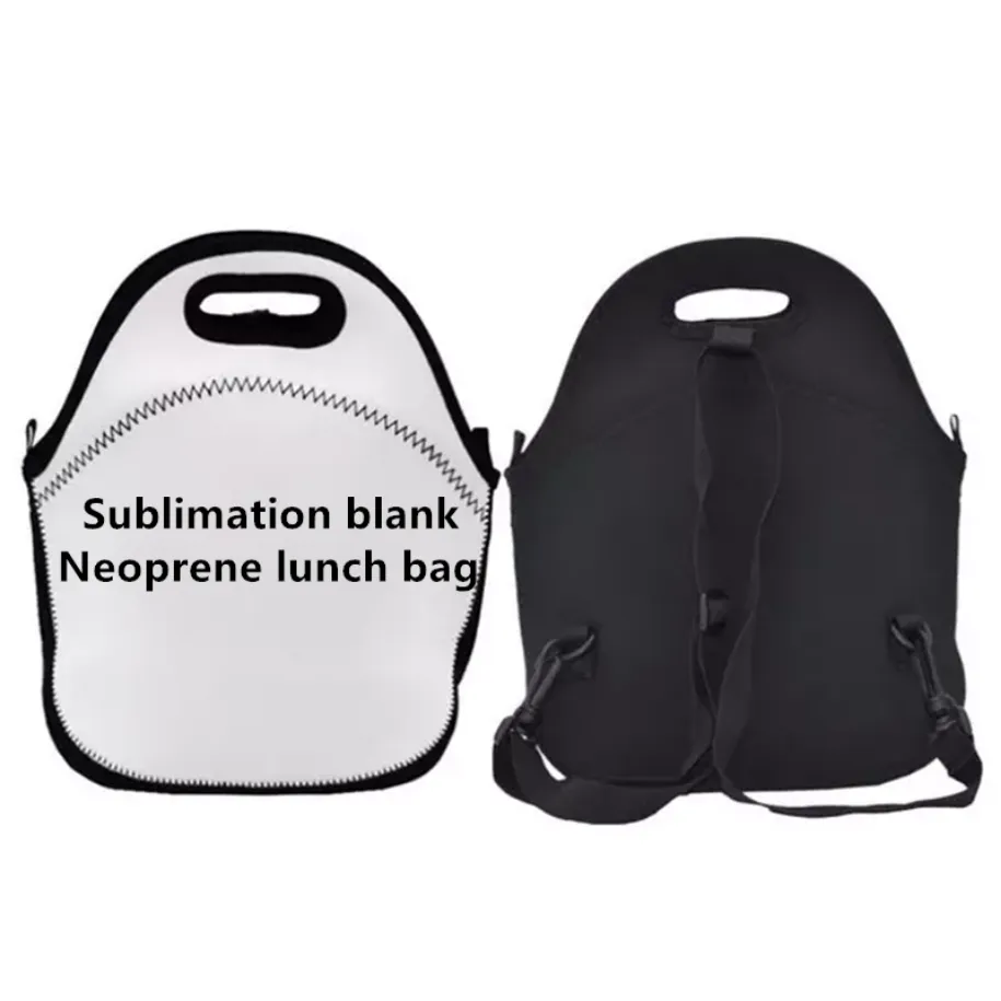 Sac fourre-tout de pique-nique en néoprène isolé blanc par sublimation avec bretelles pour adultes et enfants, logo personnalisé bb1104