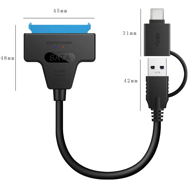 タイプC USB 3.0からSATAアダプターケーブルコンバーター2.5インチSSD/HDDサポートUASP高速データ送信