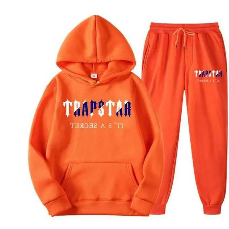 Tuta da tracce Nuovo marca trapstar Stampa di abbigliamento sportivo maschi colori caldi due pezzi Set di pantaloni felpe con cappuccio sciolto jogging y2211
