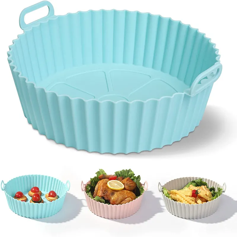 Silicone Basket Pot Tray Liner For Air Fryer Oven Accessories Pan Baking Mold Pastry Bakeware Kitchen Novel Shape Reusable LX5151