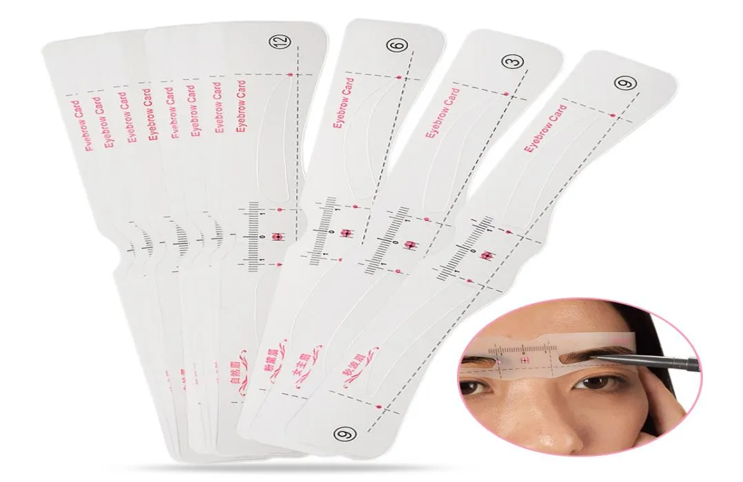 Microblading 12 Types Eyebrow Stencil Ruler Portable Quick Makeup