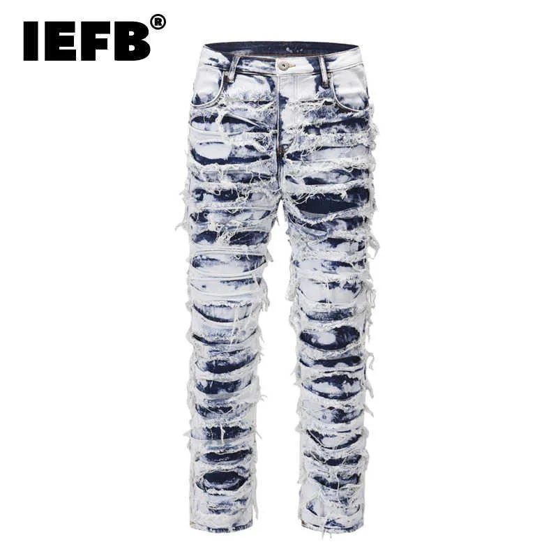 Jeans pour hommes IEFB Long Slim Fitting Pants Hommes Jeans Pantalons Pantalons de lavage 2022 High Street American Fashion Male Vintage Design 9A6083 T221102