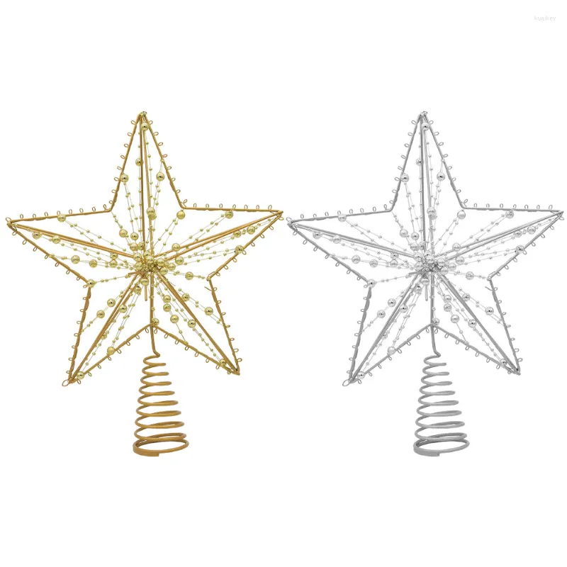 Decorações de Natal Tree Star Topper Xmas decoração Decoração Holida de férias Treetop Glitter Hollow Decoração em forma de pentagrama Sparkling3d