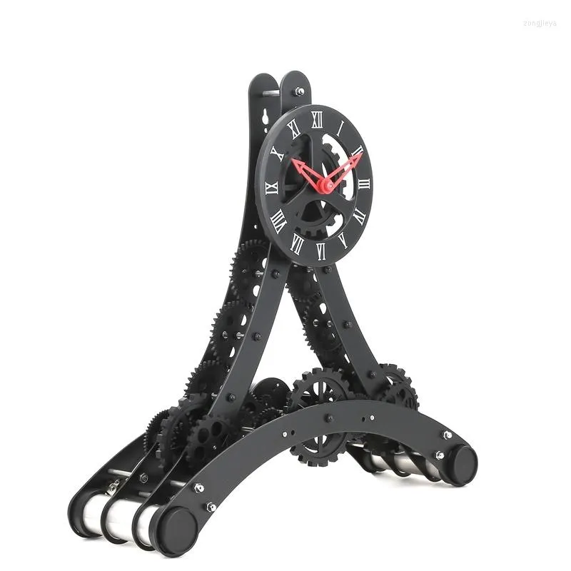 Black Metal Table Clock Quartz Mechanical Desktop Clock Tyrant Gold