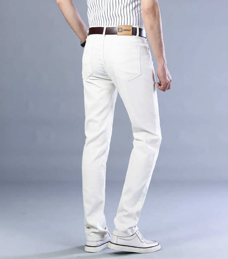 2022 nya Khaki Jeans för män Klassisk stil Affärsmode Enfärgad Stretch Raka jeansbyxor Byxor av manligt märke_voghion.com