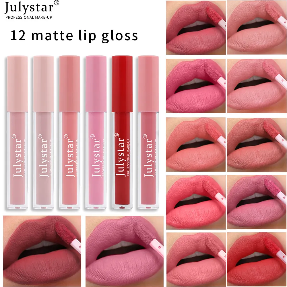 Matte vloeibare lippenstift Langdurige lipgloss foundation make-up rode lipgloss non-stick cup 2,5 ml julistar9701