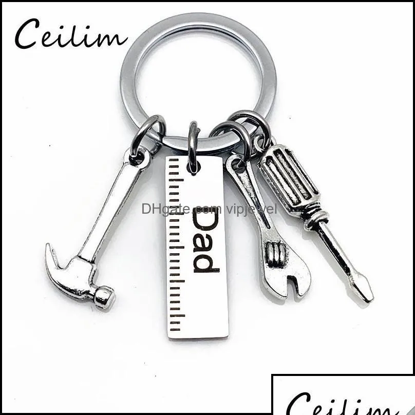 Chave de chave anéis key jóias jóias personalizadas diy aço inoxidável keychain gravado papai papai vovô para chave de fenda Ferramentas de chave de fenda FATH OTVAA