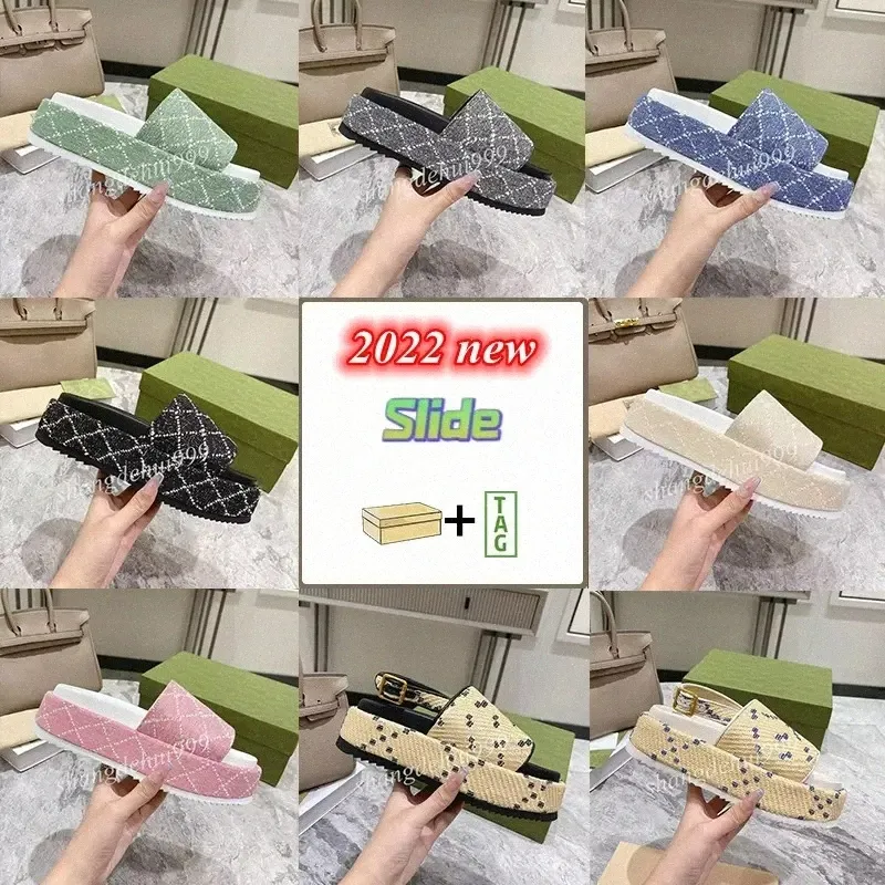 new Slipper Luxury Designer Sandal Lady Slides platform wedge rainbows summer slippers for Women men ladies brands dearfoam Rubber Beach pink black wi N2Xy#