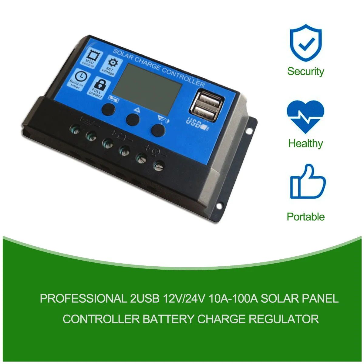 Pannelli solari PWM 12V24V Regolatore solare adattivo 10A 20A 30A 40A 50A 60A 70A 80A 100A Carica e scarica batteria Controller piastra fotovoltaica USB 221104