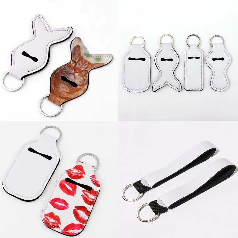 2022 NIEUWE SUBLIMATIE BLANG DIY Keychains Neoprene Materialen vis rechthoek flesvorm ontwerper Keychain Lover Keychains auto sleutelring voor vrouw man vriend cadeau