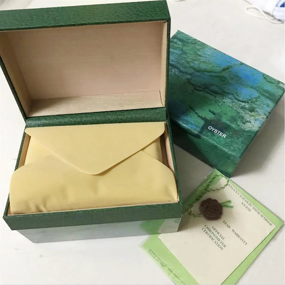 Y Rolexables Luxury Watch Mens Watch Box Caseオリジナル内側の外側の女性時計アクセサリーMEN WURSTWATCH GREEN BOXEX BOOKLET 2227