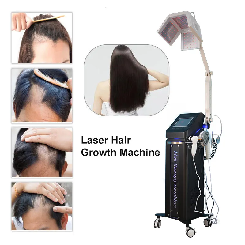 Sistema de crescimento de cabelo a laser de diodo com 4 painéis de tratamento Regrowth Restaurando rápida máquina a laser natural