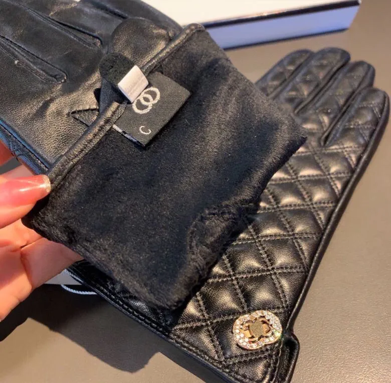 Luxus-Designerhandschuhe Leder gepolstert Winterhandschuhe modische und vielseitige klassische Frauenhandschuhe warmes winddes Anti-Freez mit Kiste sehr gut schön