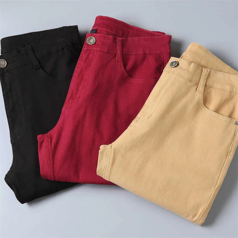 2022 nya Khaki Jeans för män Klassisk stil Affärsmode Enfärgad Stretch Raka jeansbyxor Byxor av manligt märke_voghion.com