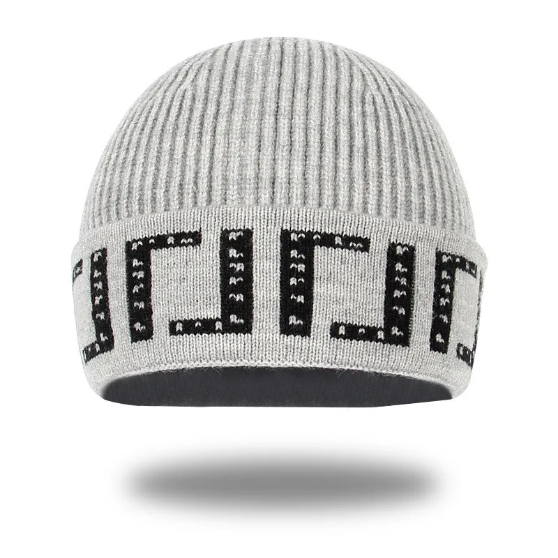 Nowy dzianinowy kapelusz męski Outdoor Keep Warm Beanie Hats List Kobiet Jacquard wełniany rękawa jesienna i zimowa koreański styl