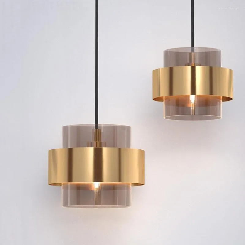 Lampade a sospensione Nordic Modern Glass Restaurant Bar Cafe Luci del lampadario Creative Gold Iron Impiccamento Lucile INDITURA