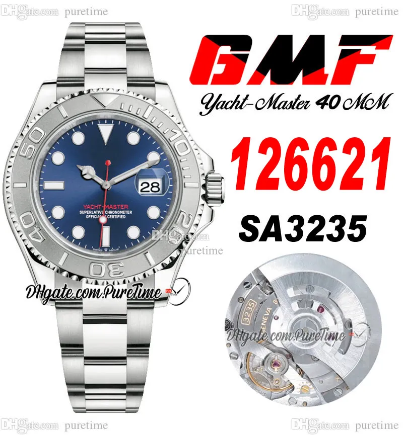 GMF 126621 A3235 Mens automáticos assistem Dial Blue 904L Oystersteel Bracelet Super Edition PureitMe B2